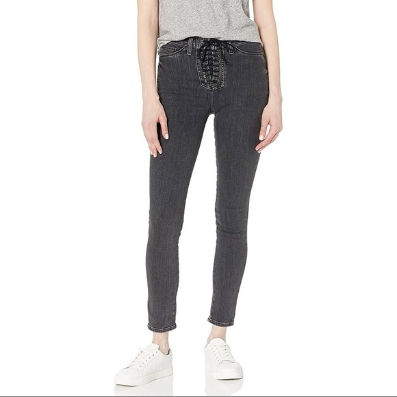 [Hudson] High Waisted Lace Up Denim Jeans - Picture 9 of 9